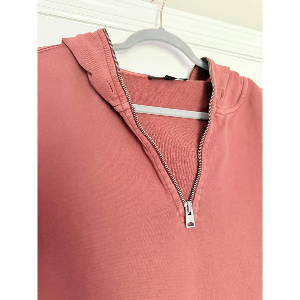 All Saints Xonda Hoody Dress L Rose Cotton Quarter Zip Hooded Sweatshirt Dress - Picture 3 of 9